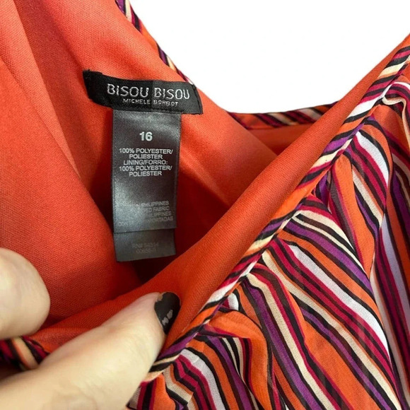 BISOU BISOU Women's Red Multistripe Off The Shoulder Dress Size 16 - Picture 4 of 8